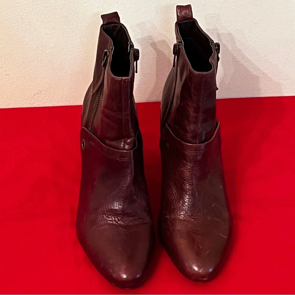 Nine West GoWithIt Brown Leather Ankle Boots